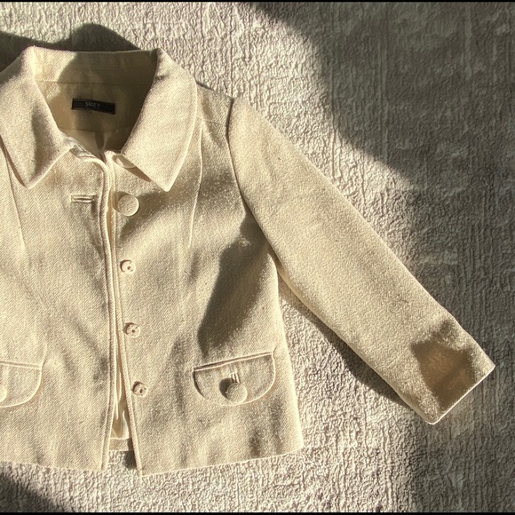 SUZY SHIER COLLARED CREAM XS JACKET BUTTON UP - Picture 1 of 9